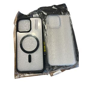 Lot of 2 IPhone 15 Promax Phone Cases Black/Clear and Clear Glitter